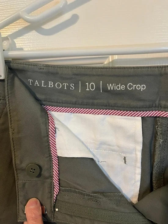Talbots Olive Wide Crop Pants - Picture 5 of 9